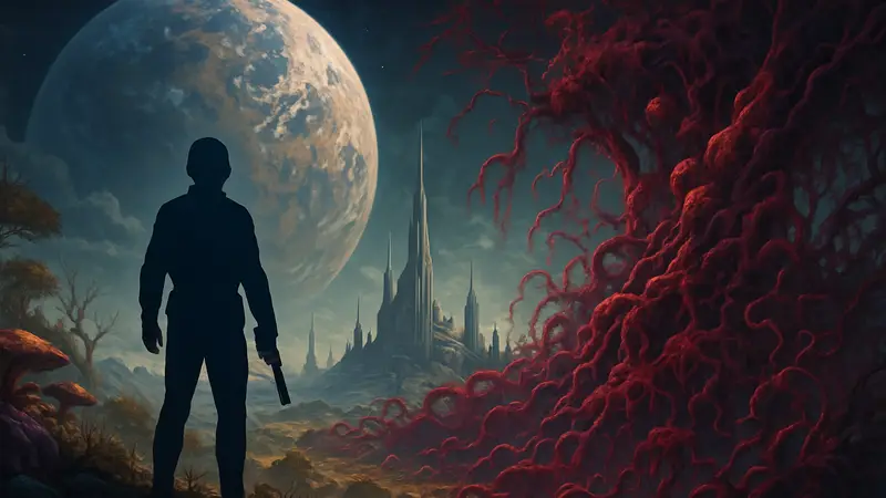 Обложка книги Blightfall Брендона Сандерсона, научно-фантастический роман Cytoverse
