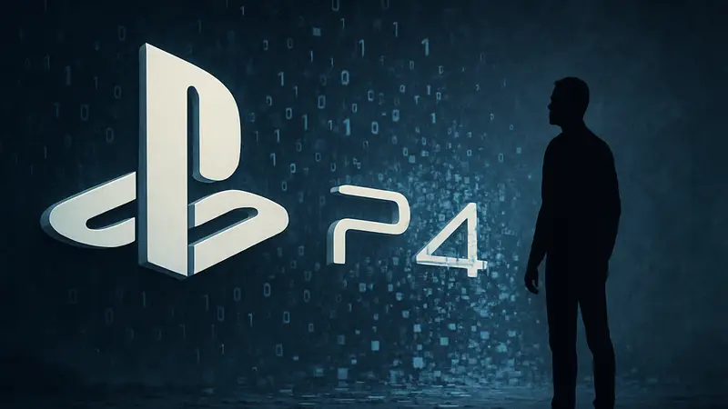 Логотипы PlayStation 5 и PlayStation 4 на фоне исчезающих цифровых символов, символизирующие удаление игр из магазина
