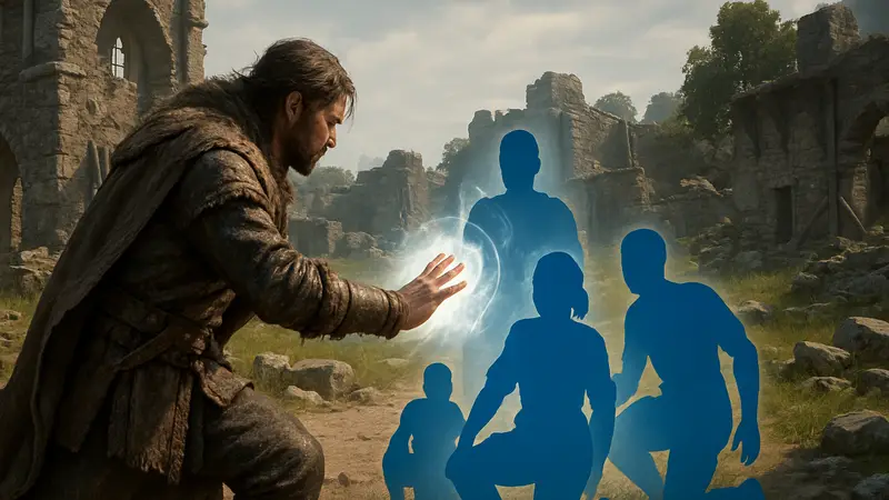 Скриншот Crimson Desert с персонажем, использующим лечебную способность Force Palm Healing