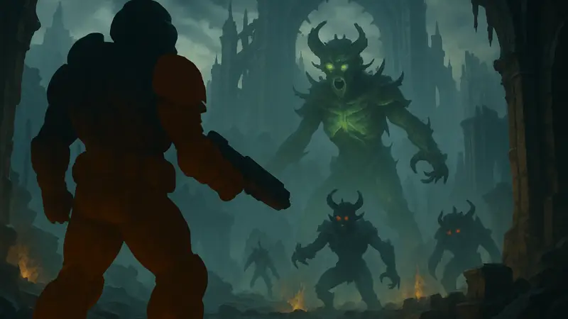Скриншот из игры DOOM: The Dark Ages с элементами эндгейма дополнения Revelations