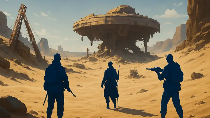 Игровой скриншот шутера Sand с изображением пустыни и персонажей