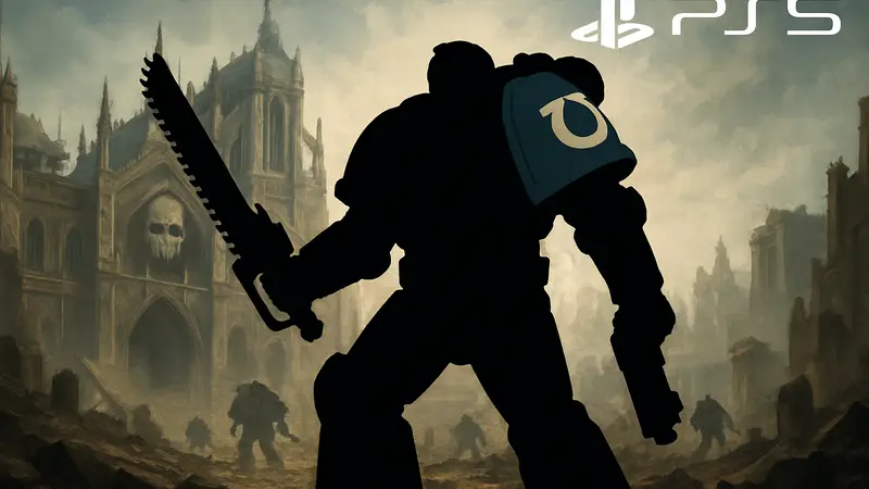Космический десантник из Warhammer 40,000: Space Marine Remaster на обложке игры для PS5.
