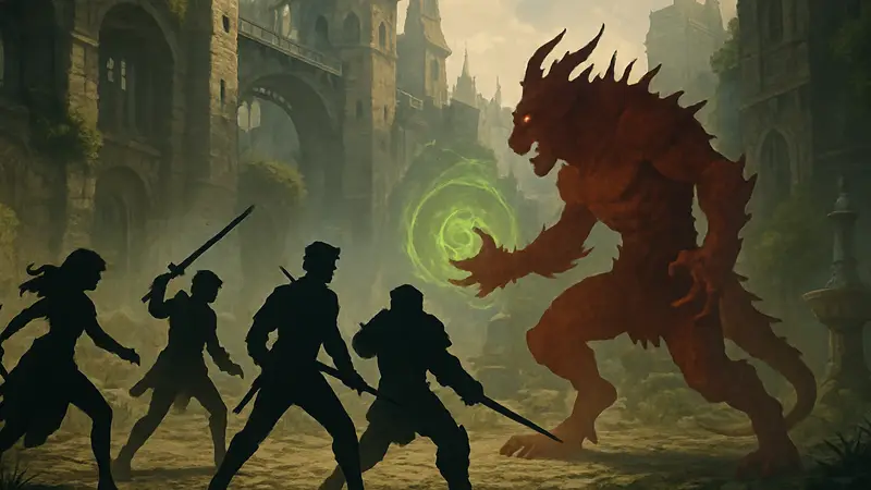 Скриншот из игры Sacrifire, демонстрирующий боевую сцену с фэнтезийными персонажами.