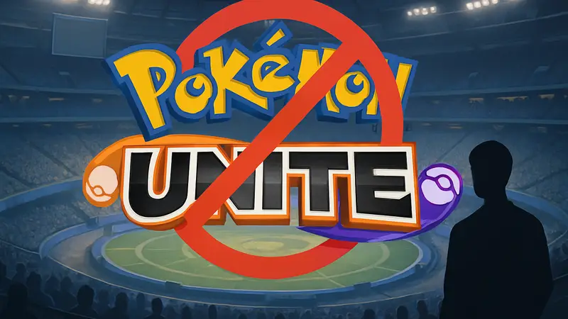 Логотип Pokémon Unite на фоне арены Чемпионата 2027, символизирующий исключение