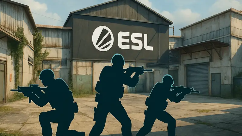 Игроки Counter-Strike 2 на карте Cache, логотип ESL Pro Tour на фоне. Возвращение Cache в CS2.
