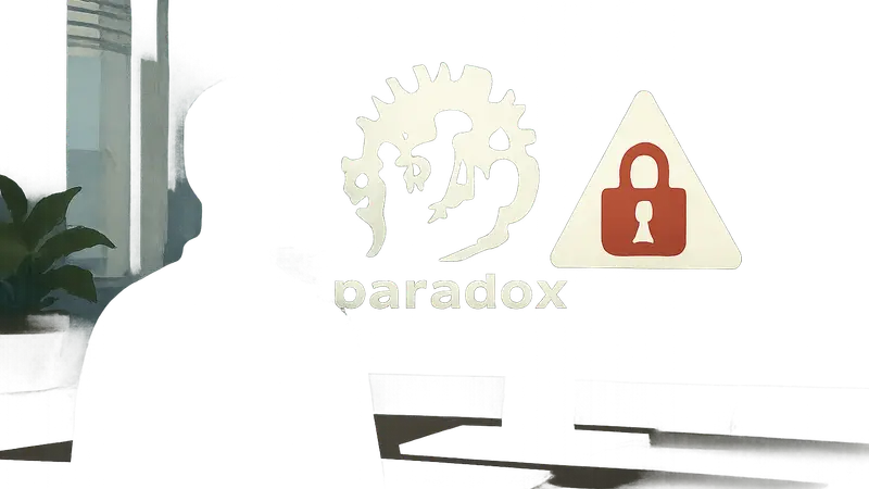 Логотип Paradox Interactive с предупреждением об удалении аккаунта