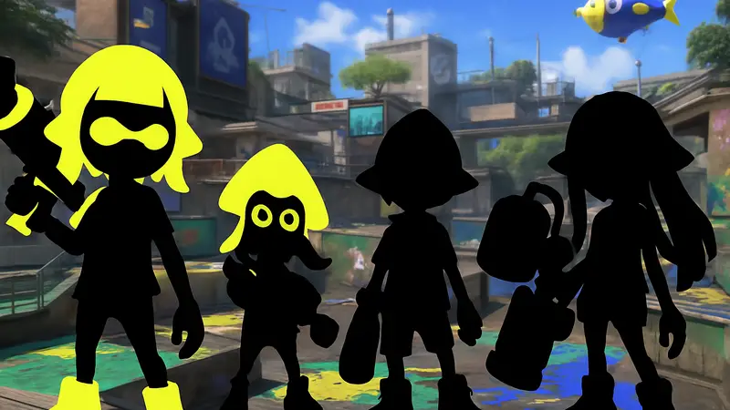 Скриншот из игры Splatoon 3 с персонажами инклингами, демонстрирующий графику после обновления на Nintendo Switch.