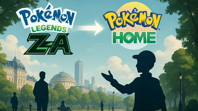 Логотип Pokémon Legends: Z-A и Pokémon Home, символизирующие совместимость игр.