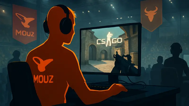 Киберспортсмен xertioN из команды MOUZ играет в CS2 на турнире в Астане