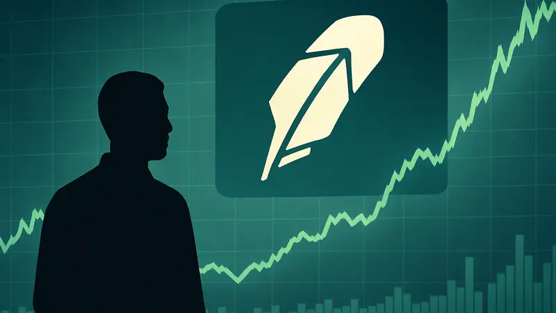Логотип Robinhood на фоне графика акций, символизирующий инвестиции и фонды
