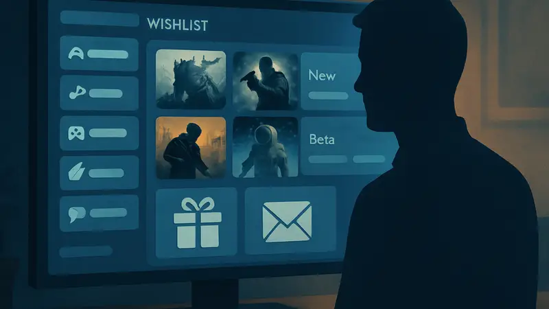 Скриншот интерфейса Steam с новыми категориями вишлиста и опциями подарков