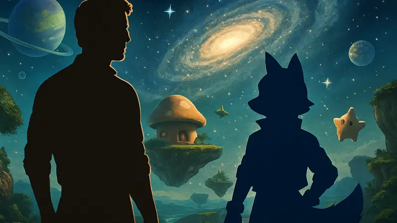 Глен Пауэлл и Фокс МакКлауд из Super Mario Galaxy.