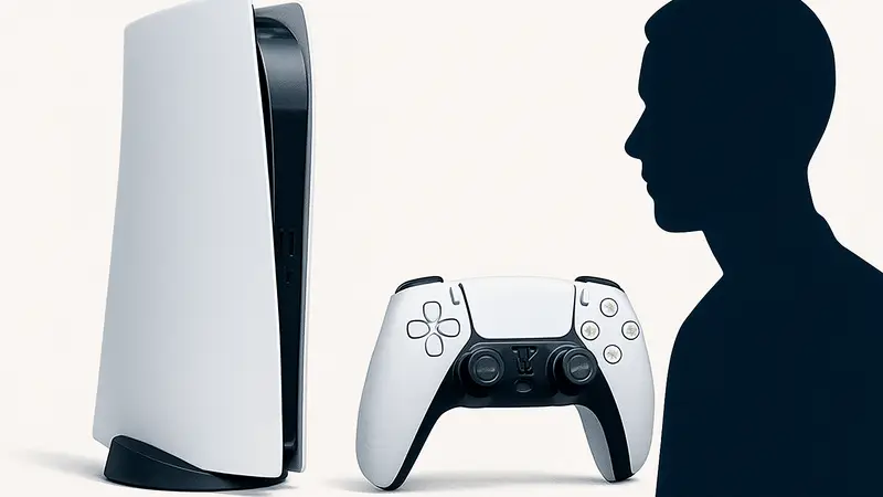Отдельный дисковод для консоли PlayStation 5 рядом с геймпадом DualSense на белом фоне.