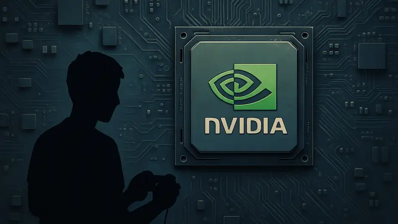 Графический процессор Nvidia на фоне микросхем, символизирующий дефицит поставок видеокарт.