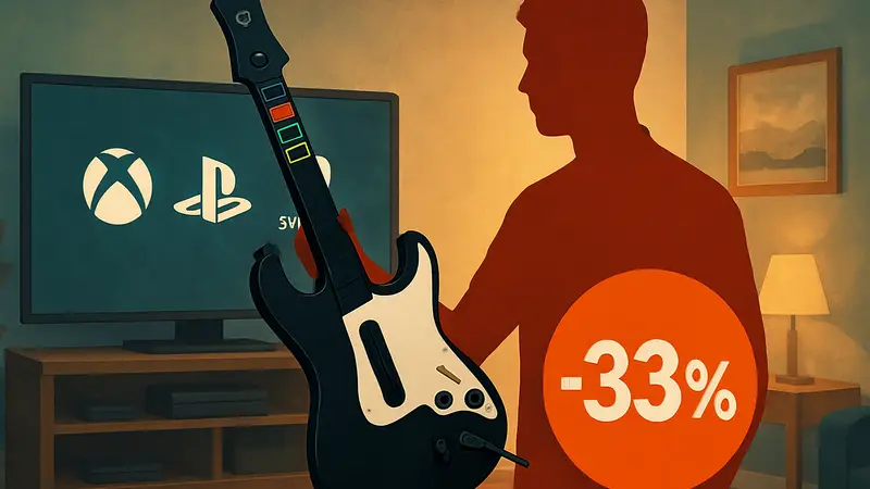 Беспроводной гитарный контроллер RIFFMASTER для Xbox, PlayStation 5 и Nintendo Switch со скидкой 33%.