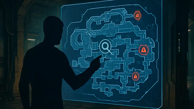 Интерактивная карта Cryo Archive из игры Marathon с отмеченными секретами