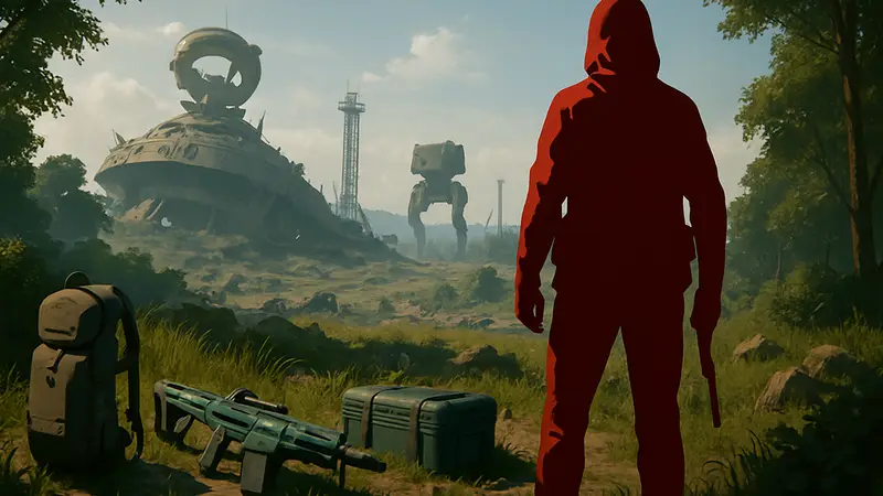 Игровой скриншот ARC Raiders с персонажем и элементами снаряжения
