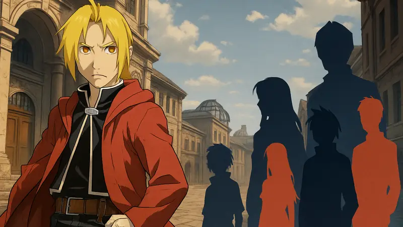 Кадр из аниме Fullmetal Alchemist: Brotherhood, символизирующий успешный ремейк, с намёком на другие аниме, нуждающиеся в таком же.