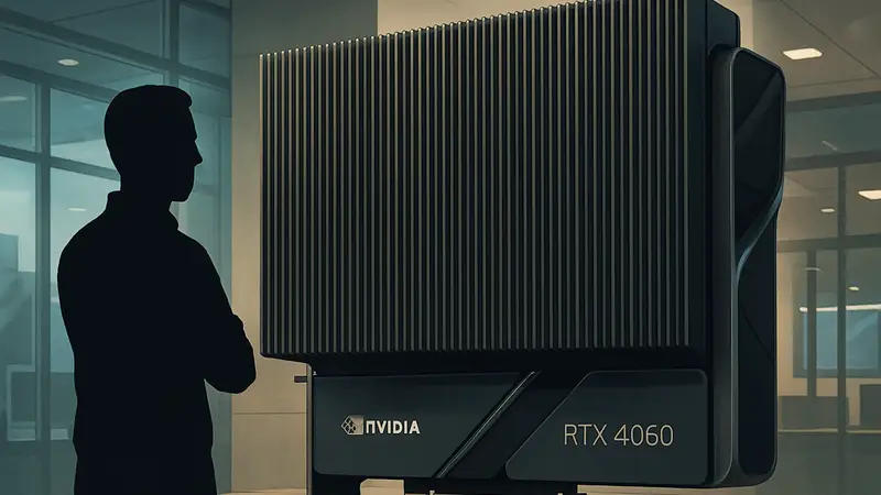 Модифицированная видеокарта Nvidia GeForce RTX 4060 с огромным радиатором вместо вентиляторов.