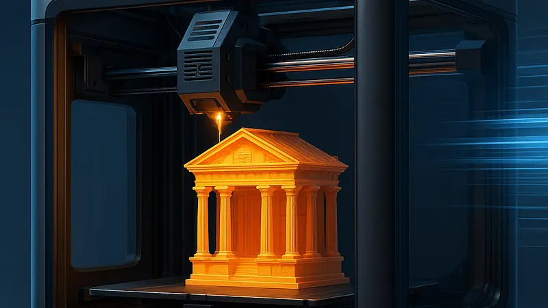 3D-принтер Bambu P1S Combo в работе, печатающий детализированную модель с высокой точностью и скоростью