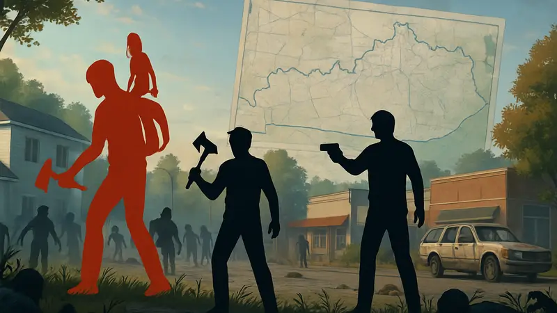 Кадр из Project Zomboid, выживание в зомби-апокалипсисе, обновление игры, карта Кентукки
