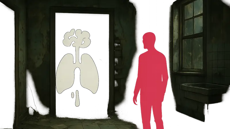 Логотип Wrong Organ на фоне сцены из игры Mouthwashing, символизирующий переход к геймплейным проектам.