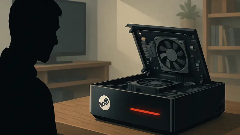 Изображение Steam Machine с индикатором ошибки или демонстрация неисправного GPU.