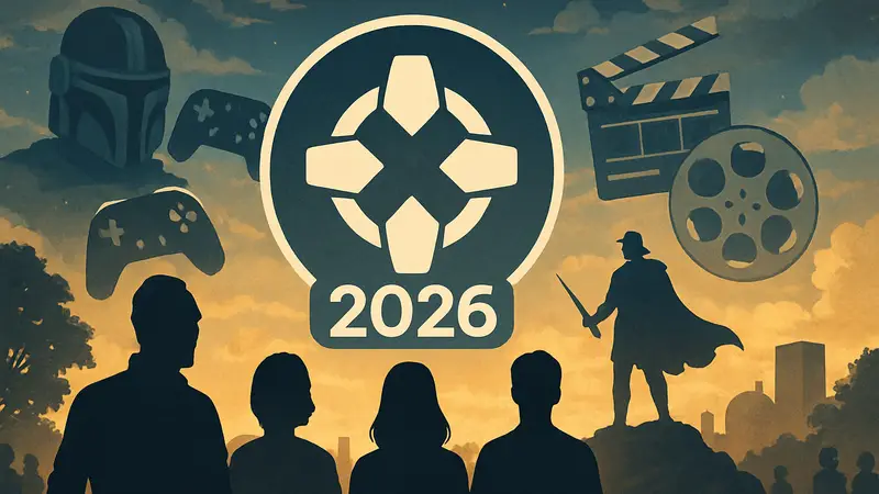 Логотип IGN Fan Fest 2026, окружённый элементами, символизирующими игры, фильмы и телешоу.