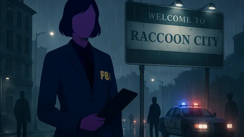 Косплей Грейс Эшкрофт из Resident Evil Requiem от feirnvxy в форме аналитика ФБР.