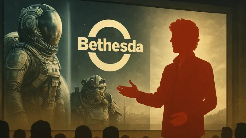 Тодд Говард, директор Bethesda, выступает на презентации. Его роль в геймдизайне и разработке.