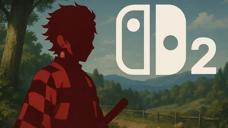 Танджиро Камадо из Demon Slayer на фоне логотипа Nintendo Switch 2
