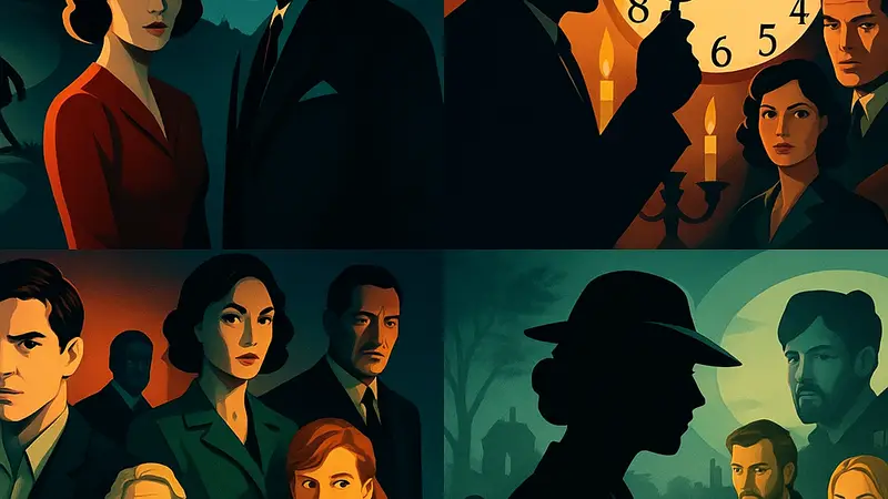 Подборка постеров из загадочных детективных сериалов, похожих на "Семь циферблатов".
