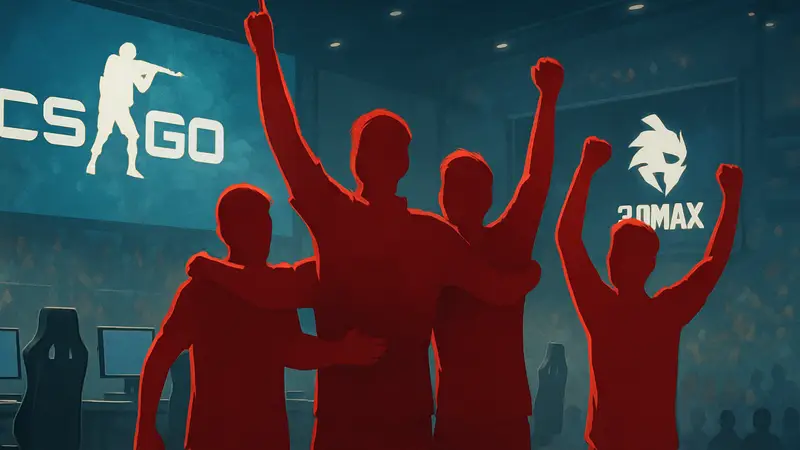 Команда The MongolZ празднует победу в киберспортивном матче против 3DMAX