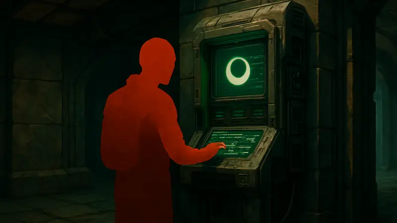 Скриншот или концепт-арт из игры Marathon с активным терминалом