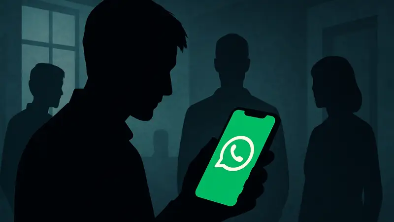 Изображение логотипа WhatsApp на экране смартфона, символизирующее опасения из-за имен пользователей.