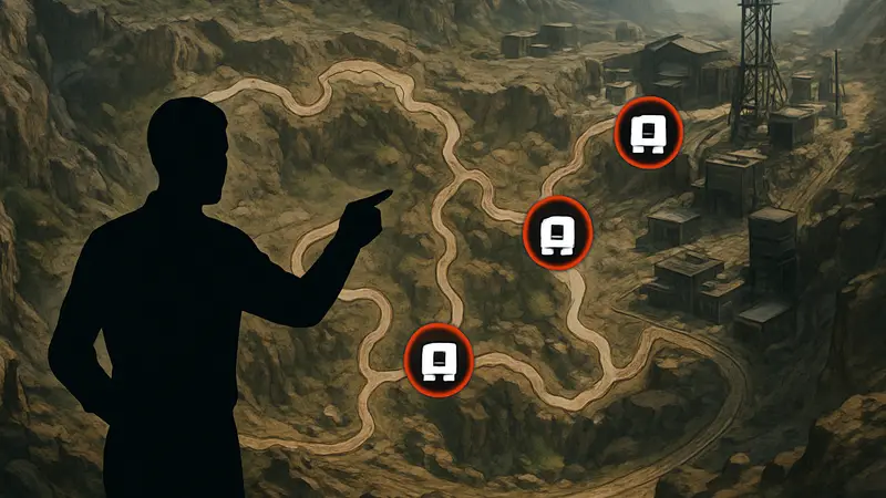 Карта региона Lunum Mines в Pragmata с отмеченными мини-кабинами для быстрого поиска