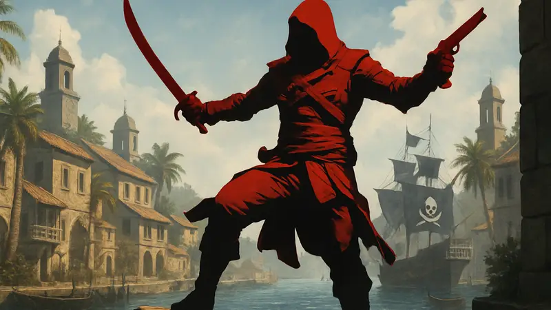 Арт Assassin’s Creed Black Flag Resynced, Эдвард Кенуэй в пиратской позе.