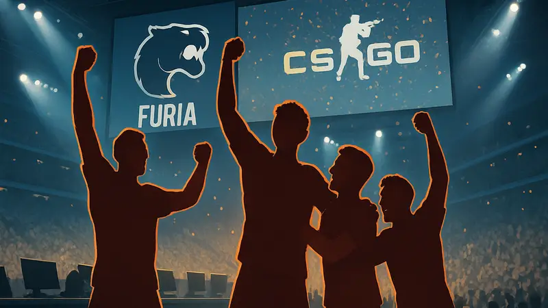 Киберспортивная команда FURIA празднует победу на турнире IEM Krakow по CS2