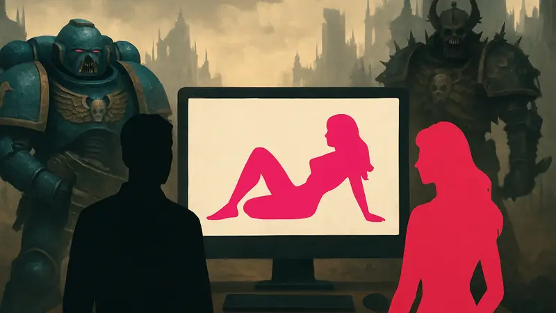 Изображение, иллюстрирующее проблему ИИ-генерируемого NSFW-контента по вселенной Warhammer 40,000.