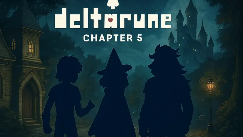 Обложка саундтрека Deltarune Chapter 5 с изображением главных персонажей игры.