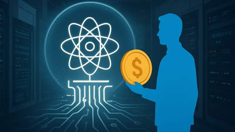 Символ квантовых вычислений или графическое изображение инвестиций в технологии.