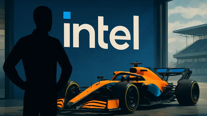 Логотип Intel и болид команды McLaren Формулы-1