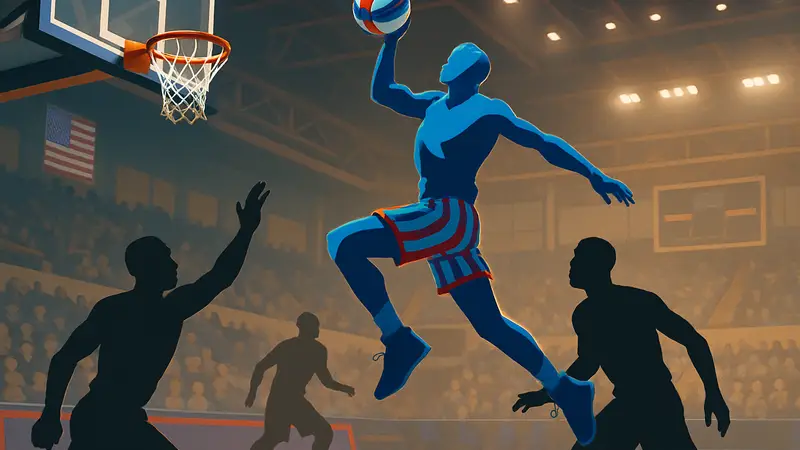 Игровой скриншот Harlem Globetrotters в стиле NBA Jam, баскетбольный мяч в прыжке.