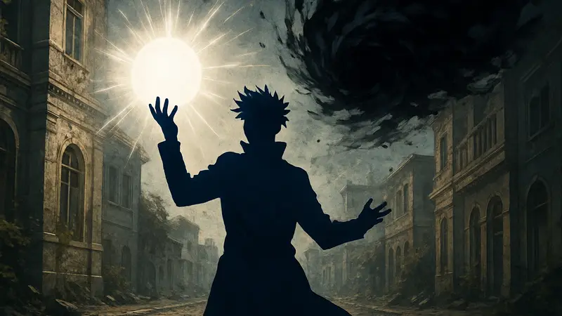 Персонаж Дабура из Jujutsu Kaisen, использующий свои силы Света и Тьмы, иллюстрация техники Modulo