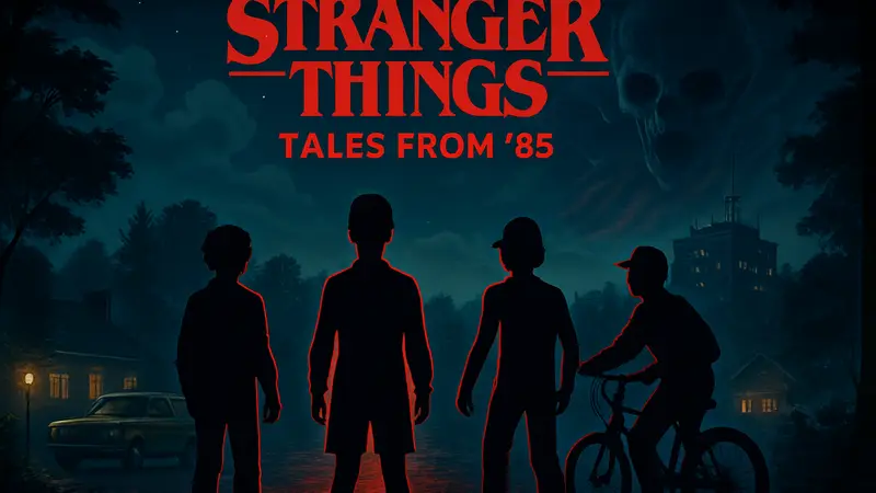 Постер игры Stranger Things: Tales from '85 с персонажами сериала