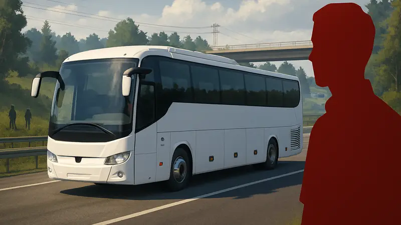 Скриншот автобуса в Euro Truck Simulator 2 на трассе, демонстрирующий новые возможности игры.