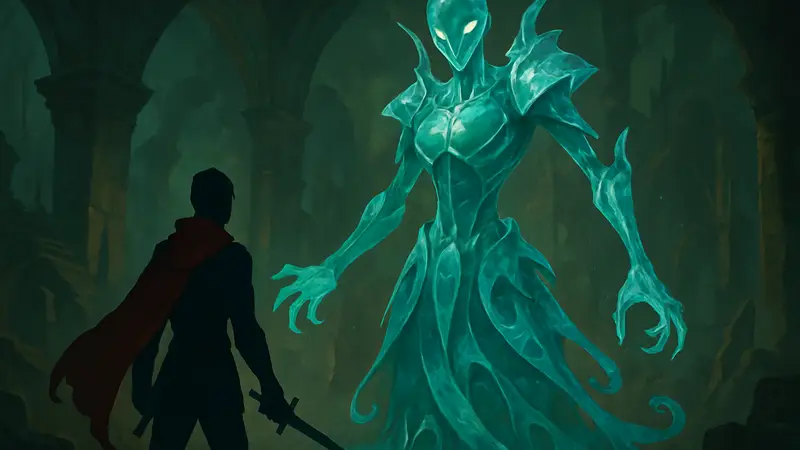 Концепт-арт босса Aeonglass из игры Slay the Spire 2, детализированный дизайн