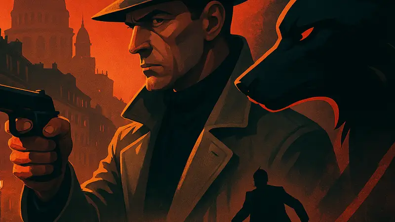 Постер шпионского триллера «День Шакала» с акцентом на напряженность.