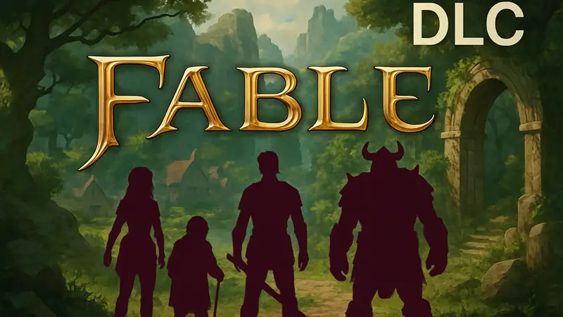 Логотип игры Fable с изображением персонажей, анонс DLC