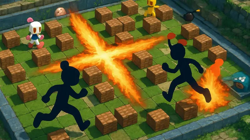 Скриншот из игры Super Bomberman Collection с динамичным мультиплеером